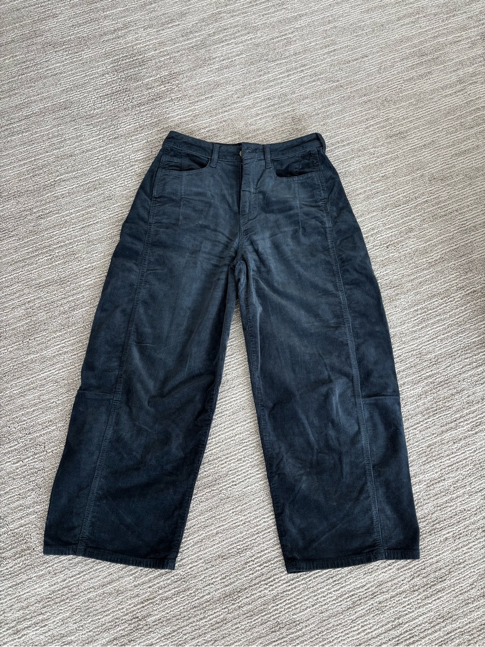 ANTHROPOLOGIE Barrel Leg Navy Corduroy Pants
